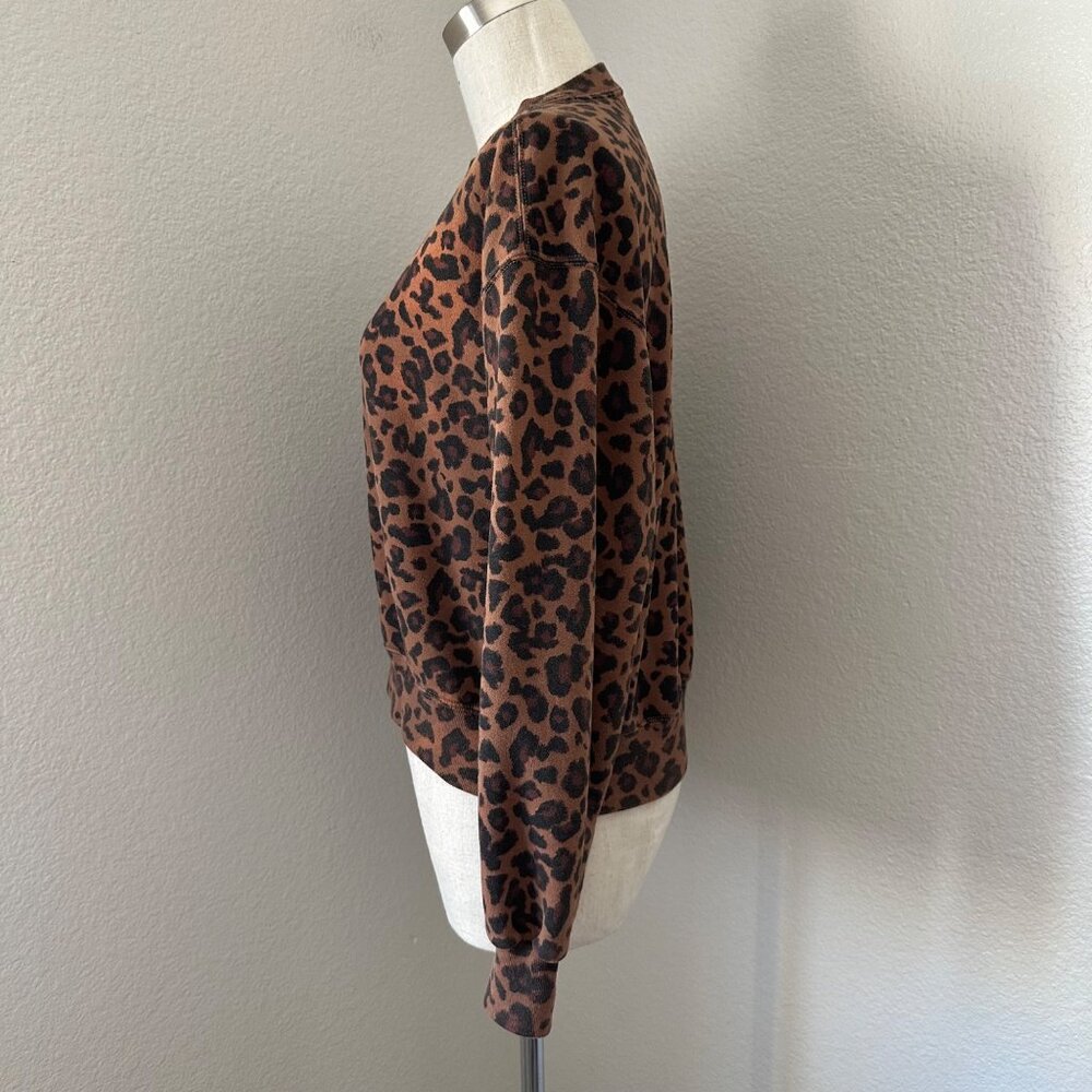 Abercrombie & Fitch Leopard Print Crewneck Sweatshirt Brown & Black Casual Sz XS - Picture 4 of 13